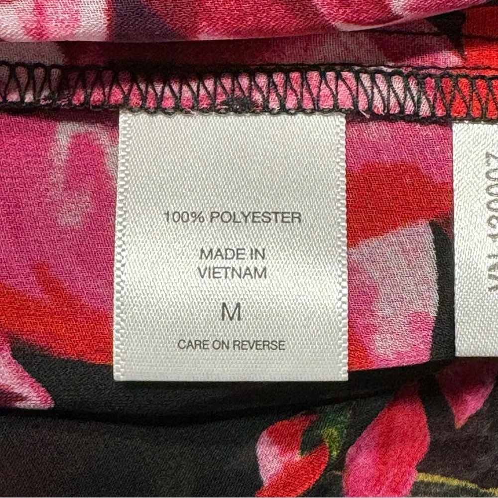 New York & Co 7th Avenue Design Studio Black & Pink Floral Print Sleeve Blouse - Picture 9 of 9